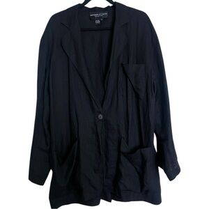 Adrienne Vittadini 100% Linen Single Button Blazer Chore Jacket Medium